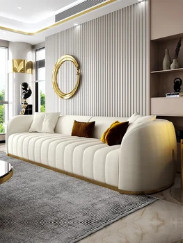 Gaismas luksusa postmodernisma vienkāršu modeli, istabas villa ādas dīvāns galvas ādas trīs persona dzīvojamā telpa dizaina mēbeles